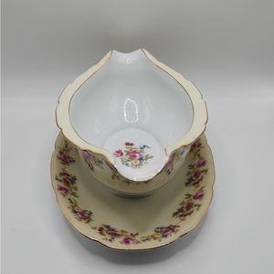 Vintage 1950’s China Gravy Boat Attached Plate Occupied Japan Hostess